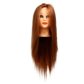 FRCOLOR Practice Mannequin Head Wig Mold for Women Long Straight Synthetic Hair Brown Wig for Cosmetology