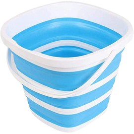 Collapsible Water Bucket 10L(2.6G) Multifunction Foldable Round Tub Water Pot Portable Water Pail Space Saving Water Container for RV, Camping, Marine, Outdoor Activities and Home (Blue Gray)