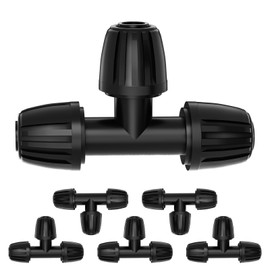 Bonviee 6 Pack 1/2 Inch Drip Irrigation Tee Connectors, Barbed Lock Fittings for 1/2” Tubing, Leak-Proof 3-Way Coupler for Garden Hose, Drip System Repair & Extension
