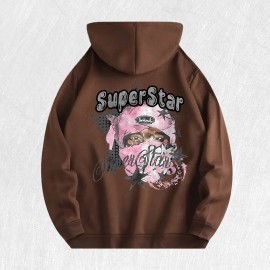 SuperStar Graphic Hoodie 100% Cotton US Warehouse 6 ColorsColor: Brown, Size: M
