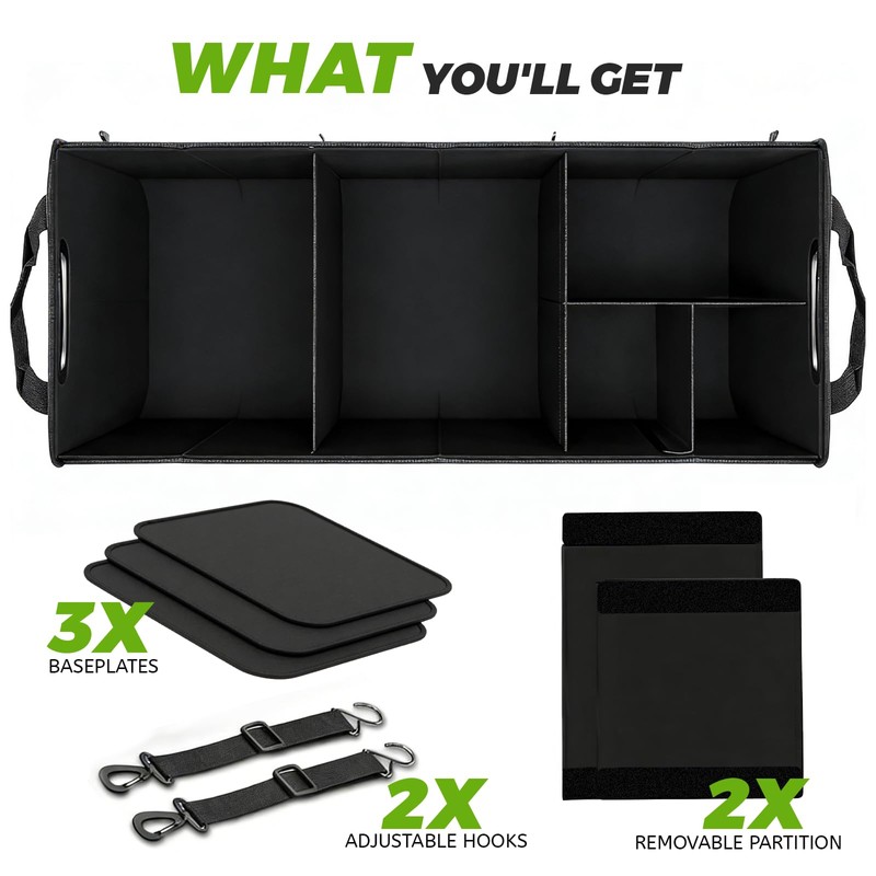 Car Trunk Organizer - with 5 Compartments Trunk Organizers and