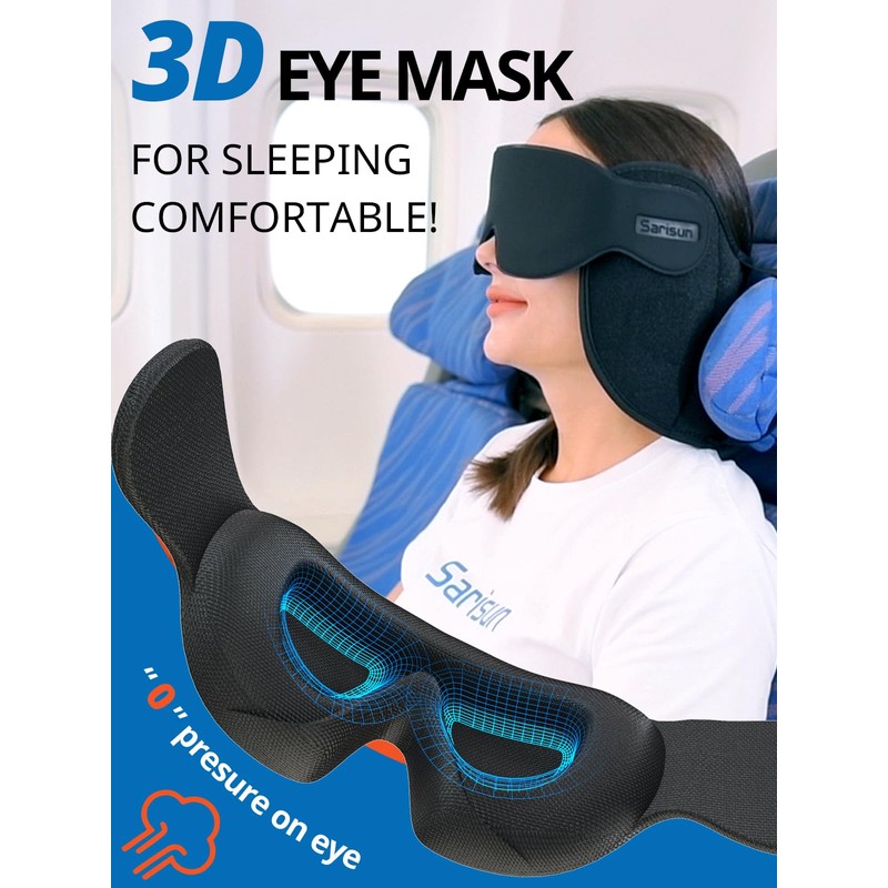 SARISUN Travel Pillow, Upgrade Airplane Pillow for Long Flight, 360°