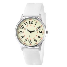 GBB Nurse Watch for Nurse Doctors Medical Professionals Nursing Students Women Men Unisex Waterproof Easy to Read Watch Military Time Luminouse Dial 24 Hour with Second Hand (White)