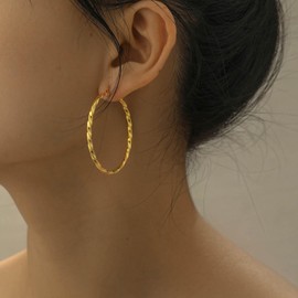 Inilbran Boho Circle Hoop Large Earrings Big Twist Circle Hoop Earrings Vintage Large Hoop Earrings Geometric Hollow Circle Drop Earrings Jewelry for Women and Girls