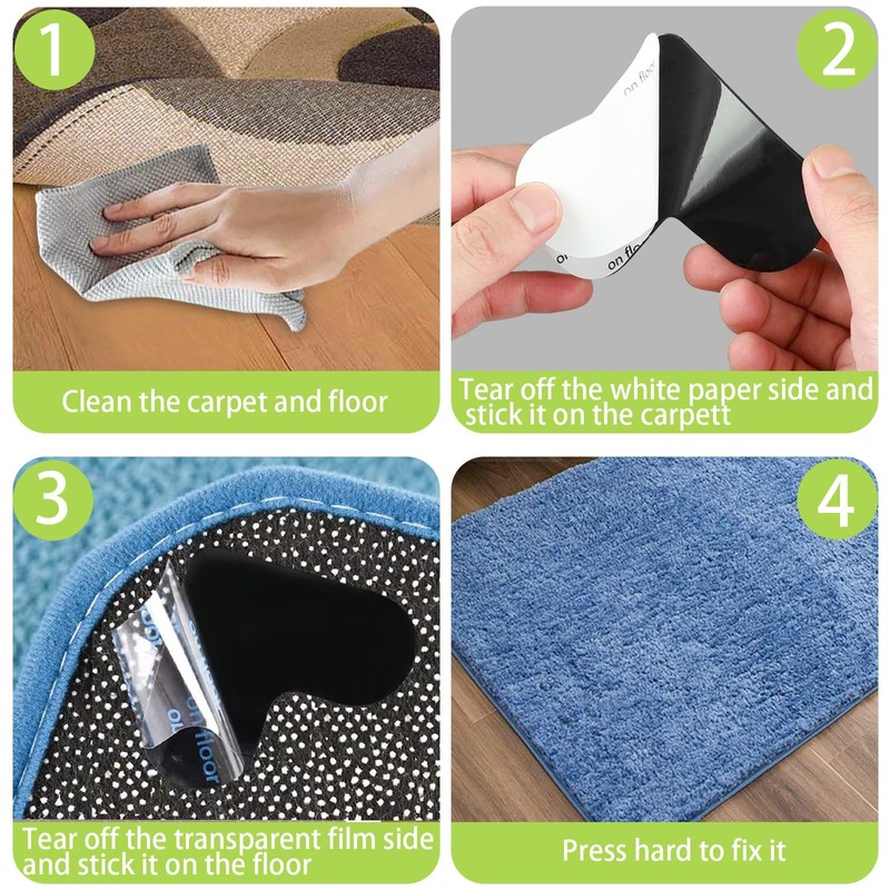 Alluring Non-Slip Mat for Carpet, Pack of 8, Washable and