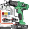 20V Cordless Drill/Driver, Electric Screwdriver - 2 Batteries, 30Nm, 21+1