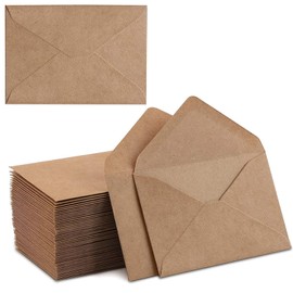 Hikrxya 100 Pack 5" x 7" Brown Envelopes - 130gsm 185mm x 135mm Premium Vintage Kraft Paper Envelopes - Self Seal Pointed Flap Envelopes for Greeting Cards Birthday Cards Invitations