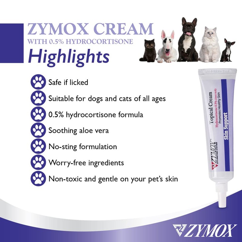 Zymox Topical Cream with 0.5% Hydrocortisone for Dogs and Cats,