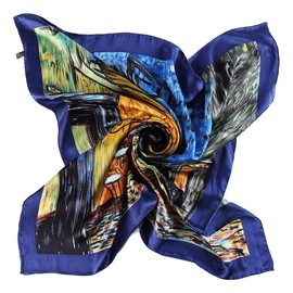 Yangtze Store Charmeuse Large Square Silk Scarf, Cafe Terrace At Night By Van Gogh