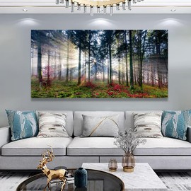 Forest Sunrise Canvas Wall Art Prints Art Black and White Sunset Seascape Pictures Bedroom Decor Tree Ocean Landscape Painting for Living Room Office Decoration Natural Scenery Artwork28 x 57inchs