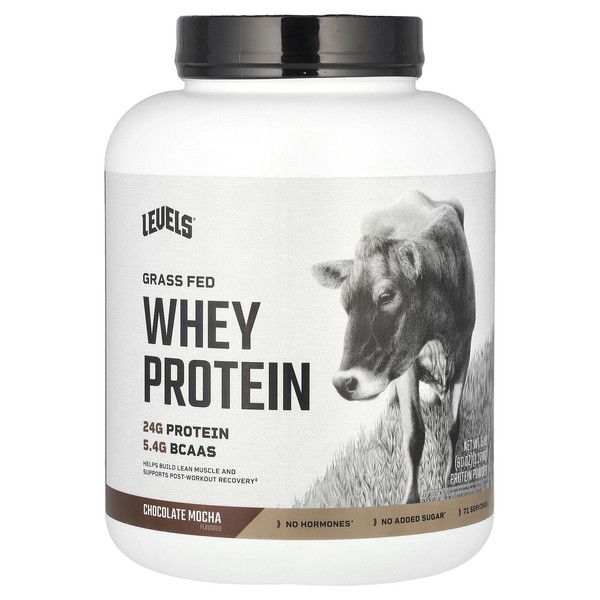 Levels Grass Fed Whey Protein Powder, Chocolate Mocha, 5 lb