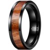 THREE KEYS JEWELRY 6mm Black Ceramic Wedding Ring with Real