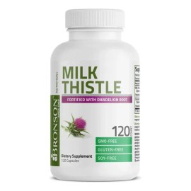 Bronson Cardo Mariano 1000mg Suplemento Hepático Vegano Sin Gluten 120 Cápsulas                                                                       