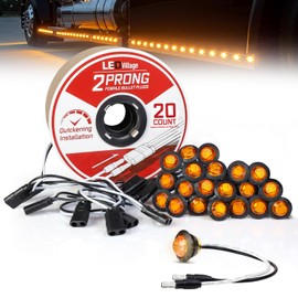 LEDVILLAGE 20 Pcs 3/4" Amber LED Marker Lights with DC Plug + 20 Double Female 2-Prong Harnesses – Clearance Indicator Lights for Truck, Trailer, RV, Pickup