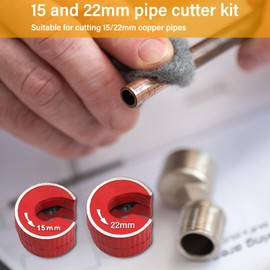 Pipe Cutter 15mm and 22mm, Copper Pipe Cutter, Copper Pipe Slice Tube Cutter, Pipe Slice Copper Pipe, Pipe Cutter Set Plumbing Pipe Cutter for Cutting Copper, Brass, Titanium, Plastic