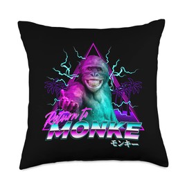 Become Ungovernable Return to Monke Vaporwave Return to Monke Become Ungovernable Vaporwave Streetwear Throw Pillow, 18x18, Multicolor