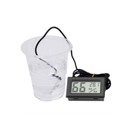 Mini termómetro higrómetro, medidor de humedad digital LCD integrado con sonda externa para incubadoras, tanque de reptiles, acuario, pecera