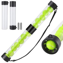 TOBWOLF Tennis Ball Pick up Tube, Lightweight Pickleball & Tennis Collector Ball Holder with Shoulder Strap, Detachable 2-Sessions Tennis Ball Hopper Tube Fits 11 Pickleballs or 13 Tennis Balls