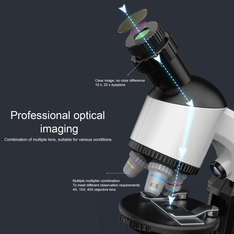 Fydun Microscope 40X-1200X Microscopio Infantil con Cabezal de 360 Rotación