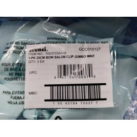 Scunci Jumbo Hair Salon Bow Clip, Mint 3-3 pack