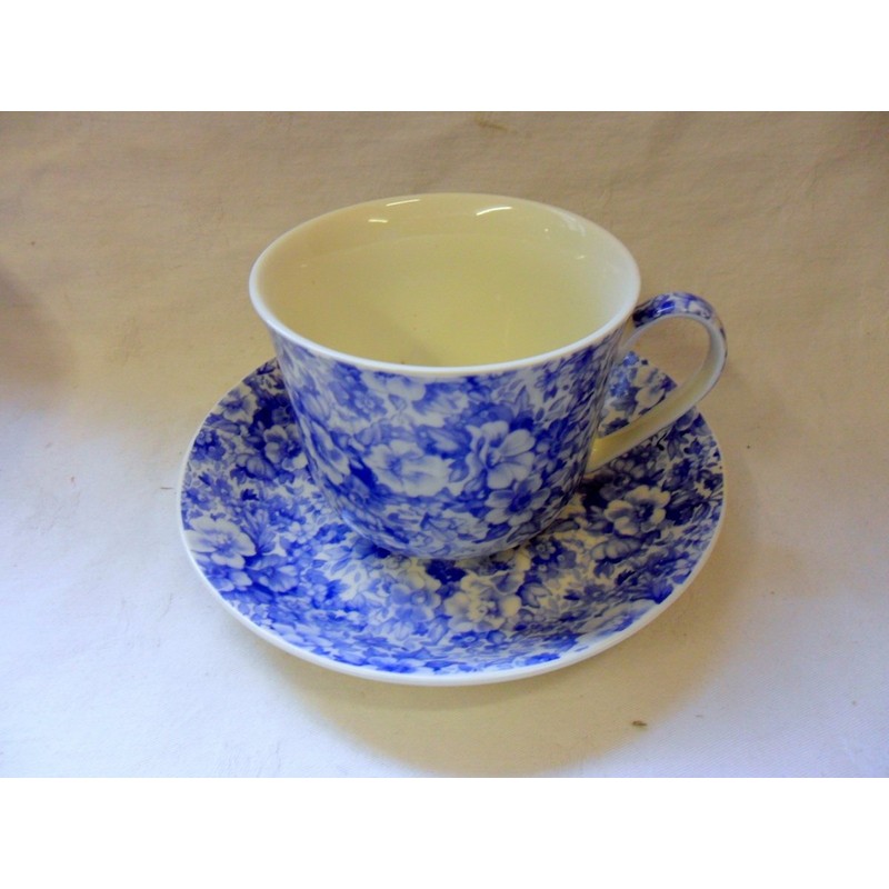 Jumbo Cup and Saucer Made for Heron Cross Pottery. (Blue