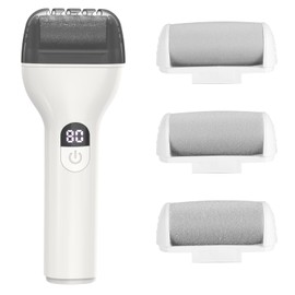Electric Foot Callus Remover - Electric Callus Remover for Feet with 3 Heads, 3-Speed Rechargeable Foot Scrubber for Foot Care, Perfect for Cracked Heels and Hard Skin(White)