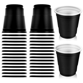 Yaure Joy 30 Pcs Disposable 2oz Shot Glasses Plastic Cups for Wedding, Graduation Party, Beer Sample Taste Serving, Birthday (Black)