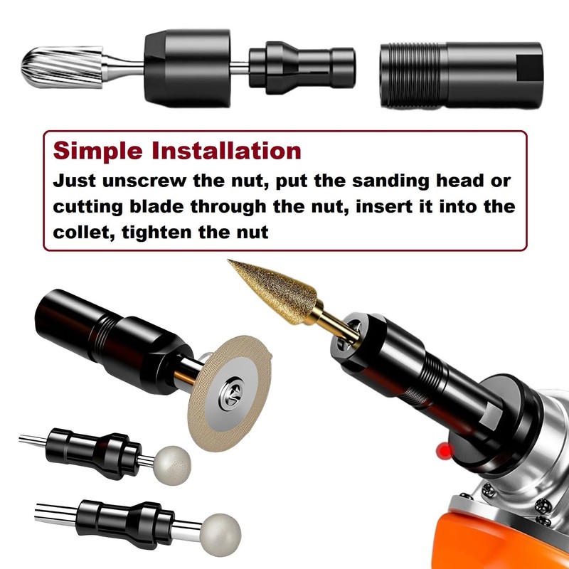 MiJunHD Angle Grinder to Straight Grinder Collet Chuck Converter, M10