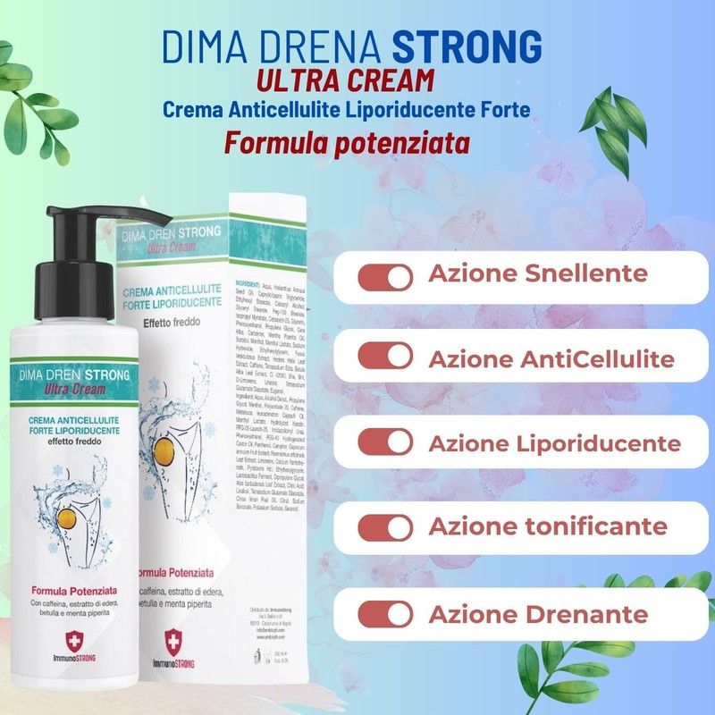 Dima Dren Strong Anti-Cellulite-Creme, starke Entwässerung, hyperpenetrante, bioaktive Formel, straffend
