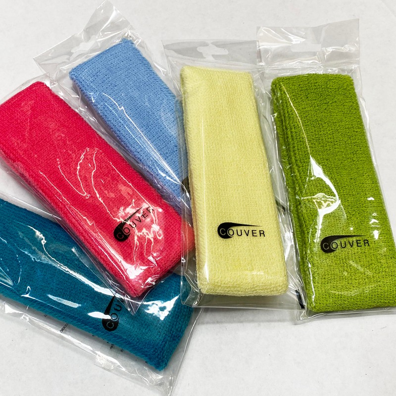 Couver Terry Solid Color Headband/Sweatband, 4 Pieces, Light Pink