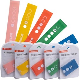 Set de 5 Ligas de Resistencia de Látex – Bandas Elásticas para Ejercicio en Casa – Yoga, Pilates, Crossfit, Rehabilitación – 5 Niveles – Rosa a Azul – 500x50.8mm