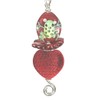 Red Velvet Heart with Handcrafted Artisan Green Lampwork Glass Frog