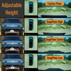 SnapPlate® Gen2 for Rivian R1T & R1S - No-Drill License Plate Holder, Front License Plate Mounting Kit, No Adhesives, Height-Adjustable, Removable, License Frame (Rivian R1T/S 2022-2023+) Made in USA