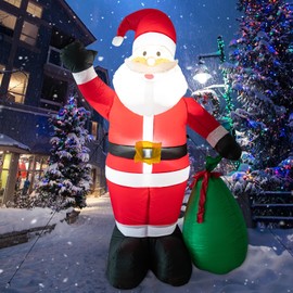 6FT Christmas Inflatable Santa Claus with Gift Bag for Blow Up Yard Garden Decoration, Inflatable Christmas Santa Claus with LED Lights Built-in for Holiday, Party, Xmas, Outdoor Decor - Santa