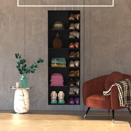 coastal rose Hanging Shoe Closet Storage Organizer, 15 Sections Closet Organizers and Storage Shelves Shoe Rack Holder Hanger, Black