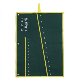 1Pc Durable Canvas Spanner Wrench Tool Roll Up Storage Bag Green 25 Pockets