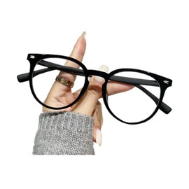 Optifine Round Blue Light Blocking Glasses for Women Men Computer Reading Eyeglasses Frame Black 1.0
