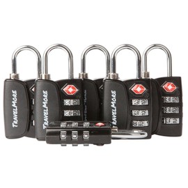 6-Pack TSA Approved 3-Digit Luggage Locks with Open Alert Indicator for Travel Suitcases & Baggage | Luggage Locks | TSA Locks | Black