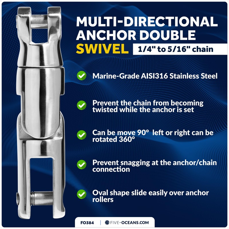 Five Oceans 316 Stainless Steel Multidirectional Boat Anchor Swivel for