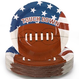 Geefuun 80PCS Super Football Bowl Paper Plates Football Party Decorations: Disposal Plate Food Dessert Snack Trays Birthday Supplies
