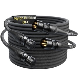 XLR Cables 15ft 2 Pack, Professional Gold-Plated Rean Connectors from Neutrik, Kevlar-Reinforced Nylon Braided XLR Microphone Cable, Mic Cable, Durable Shielded and Balanced XLR Male to Female Cord