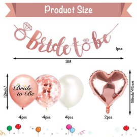 Hen Party Accessories Set, 1 Pcs Bride To Be Letter Banner, 14 Pcs Latex Ballons with glitter, Hen Party Decoration Supplies for Hen Party Games,Bridal Shower Wedding Hen Night Party Decor