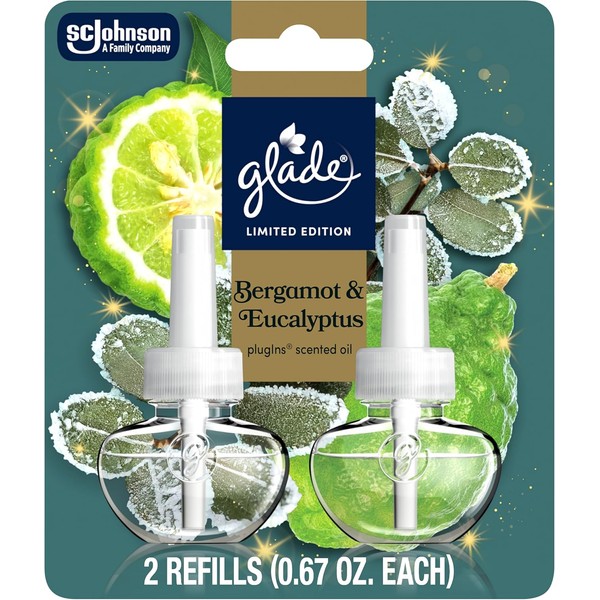 Glade PlugIns Refills Air Freshener, Bergamot & Eucalyptus, Scented and