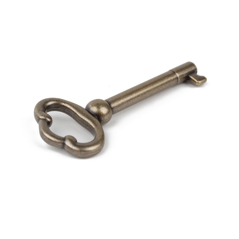 KY-2AB Skeleton Key Antique Brass Plated Hollow Barrel Old Furniture