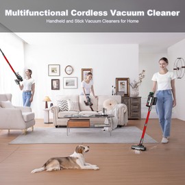 FUNCCUBE Vacuum Cleaners for Home - Cordless Stick Vacuum Cleaner, Lightweight High Power Vac for Pet Hair Carpet Hardwood Floor, Handheld Portable Wireless Rechargeable Battery Household Vac,Red