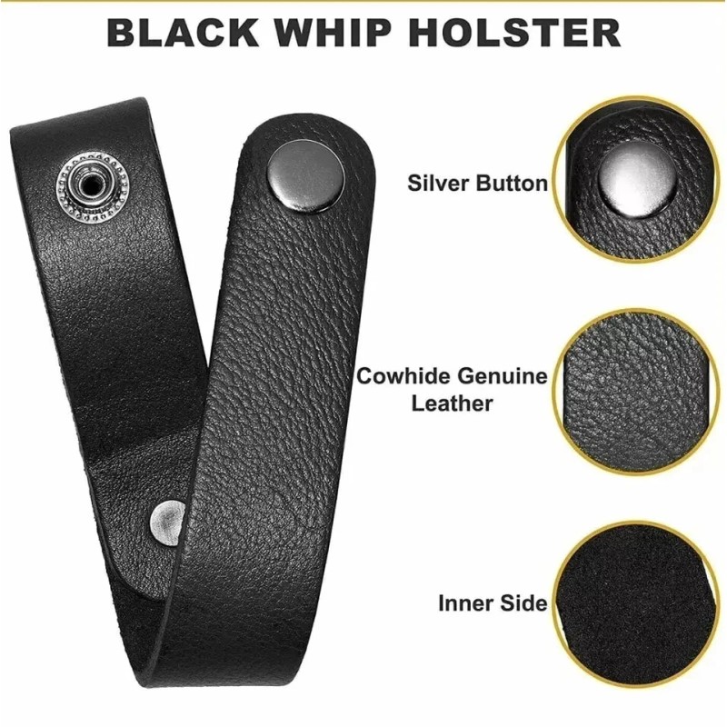 Bullwhipsquadron 3xLeather Whip Holster Belt Loop Bull Whip Holder Holster