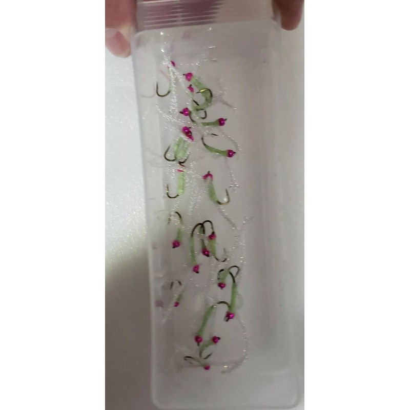 fly-- flies FLY-FLIES-ICE JIGS (* PINK BEAD HEAD GLOW WORWS