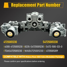 4725001230 Rear ABS Modulator Valve Fits for Wabco 4725001230 S4725001230 4725001209 8235-S4725001230 TDAS4725001230 6300-4725001230 WAB4725001230 S472-500-123-0 12V ABS Relay Valve Modulator Package
