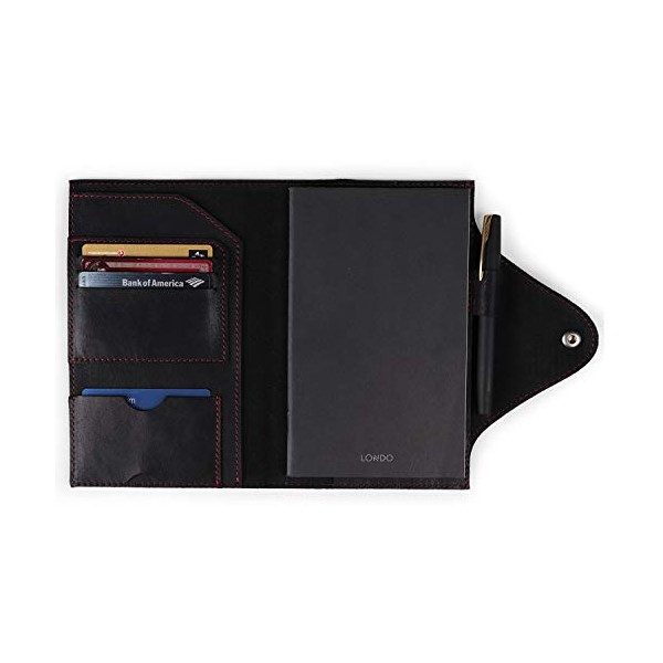 LONDO Genuine Leather Portfolio with Notepad and Snap Closure