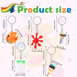 Tudomro Art Paint Party Favors Keychain Art Party Decoration Art Paint Splatter Palette Brush Keychain for School Days Kids Artist Birthday Party Gift Supplies (30)